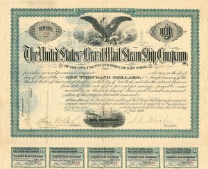 United States and Brazil Mail Steam Ship Co. - Bond (Uncanceled)